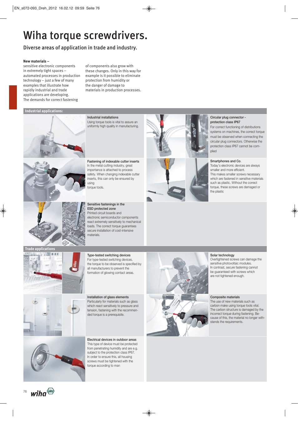 Wiha torque screwdrivers, Diverse areas of application in trade and industry | Wiha Tools Torque tools User Manual | Page 5 / 22