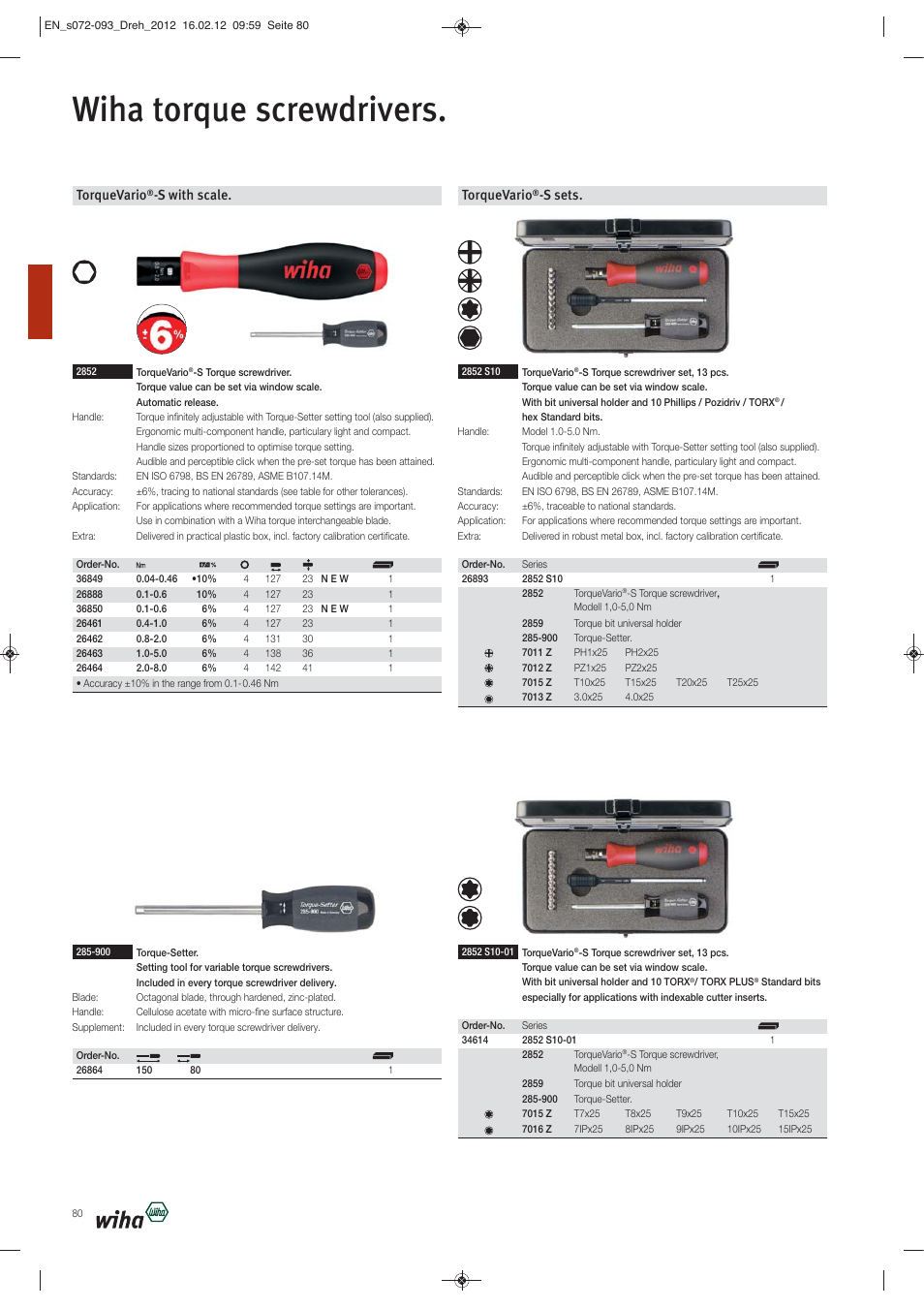 Wiha torque screwdrivers, Torquevario, S with scale | S sets | Wiha Tools Torque tools User Manual | Page 9 / 22