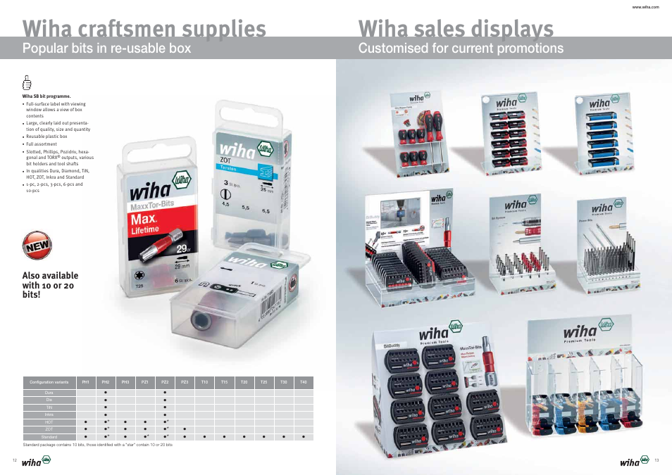 Wiha craftsmen supplies, Wiha sales displays, Popular bits in re-usable box | Customised for current promotions, Also available with 10 or 20 bits | Wiha Tools Brochure Wiha MaxxTor Bits User Manual | Page 7 / 9