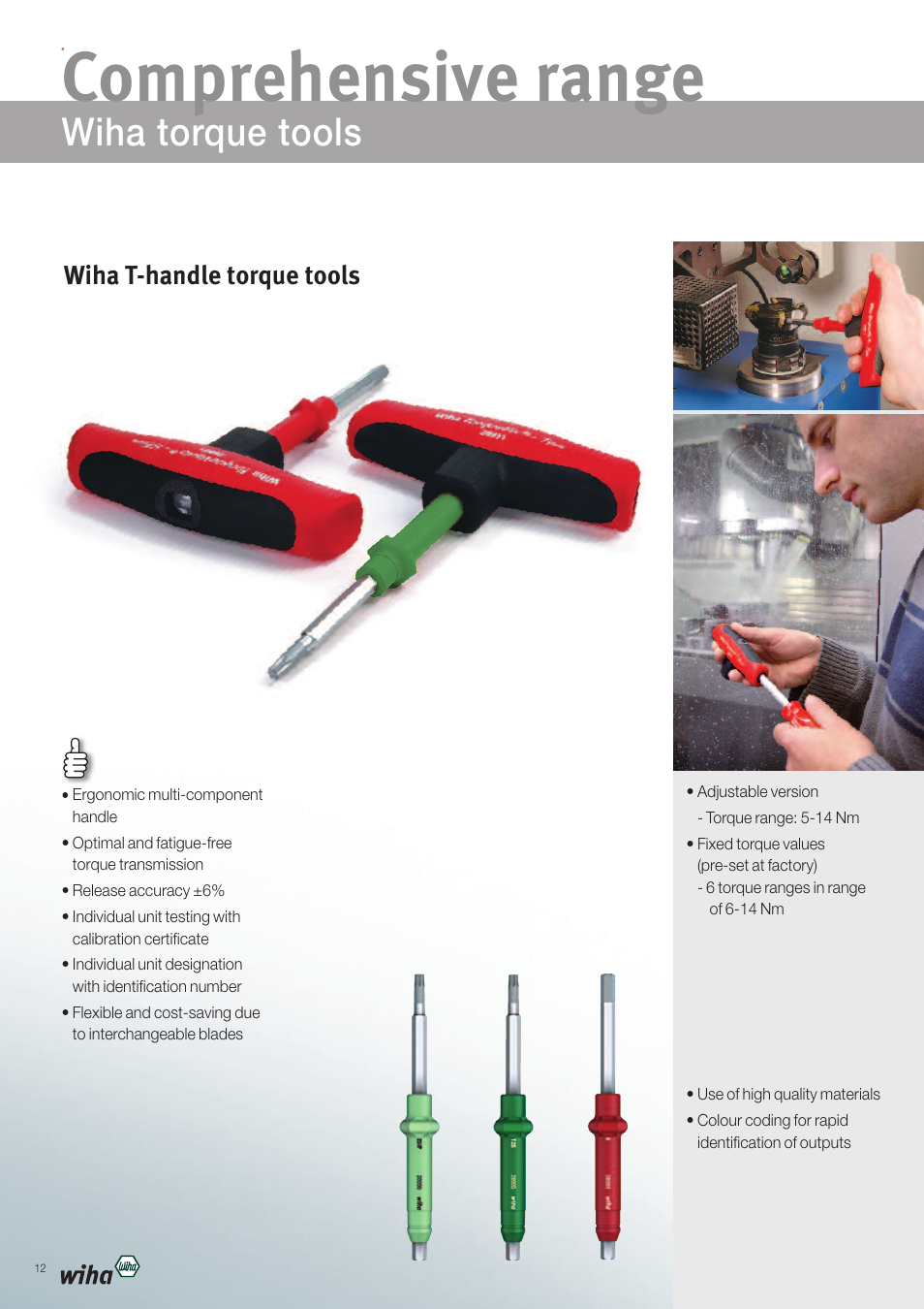Comprehensive range, Wiha torque tools, Wiha t-handle torque tools | Wiha Tools iTorque Flyer User Manual | Page 12 / 16