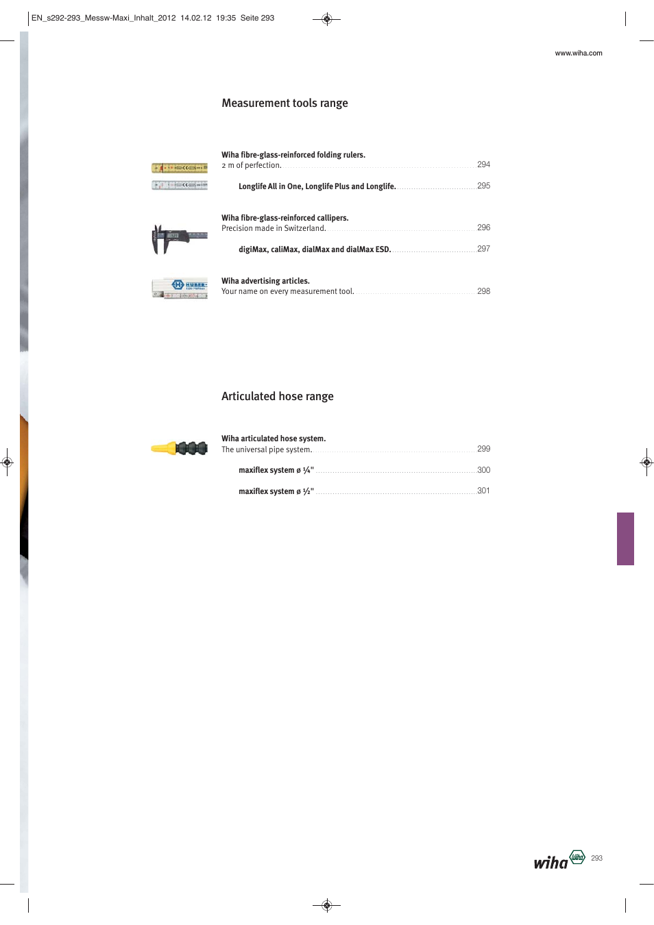 Measurement tools range, Articulated hose range | Wiha Tools Measurement tools _ articulated hose systems User Manual | Page 2 / 10