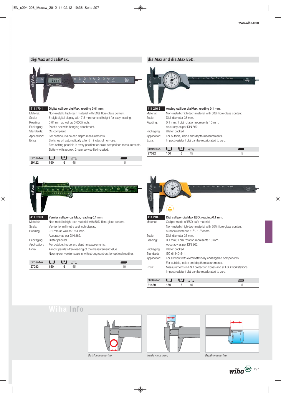 Wiha info, Digimax and calimax, Dialmax and dialmax esd | Wiha Tools Measurement tools _ articulated hose systems User Manual | Page 6 / 10