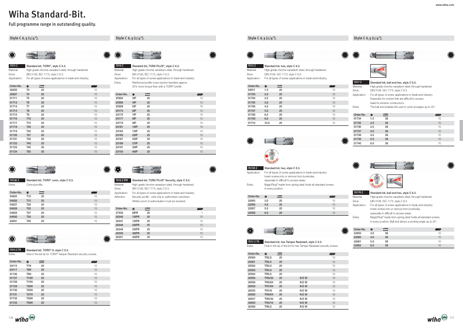 Wiha standard-bit | Wiha Tools Bits User Manual | Page 10 / 36