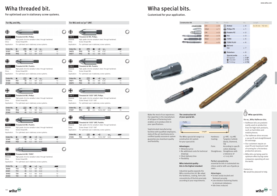 Wiha special bits, Wiha threaded bit | Wiha Tools Bits User Manual | Page 14 / 36