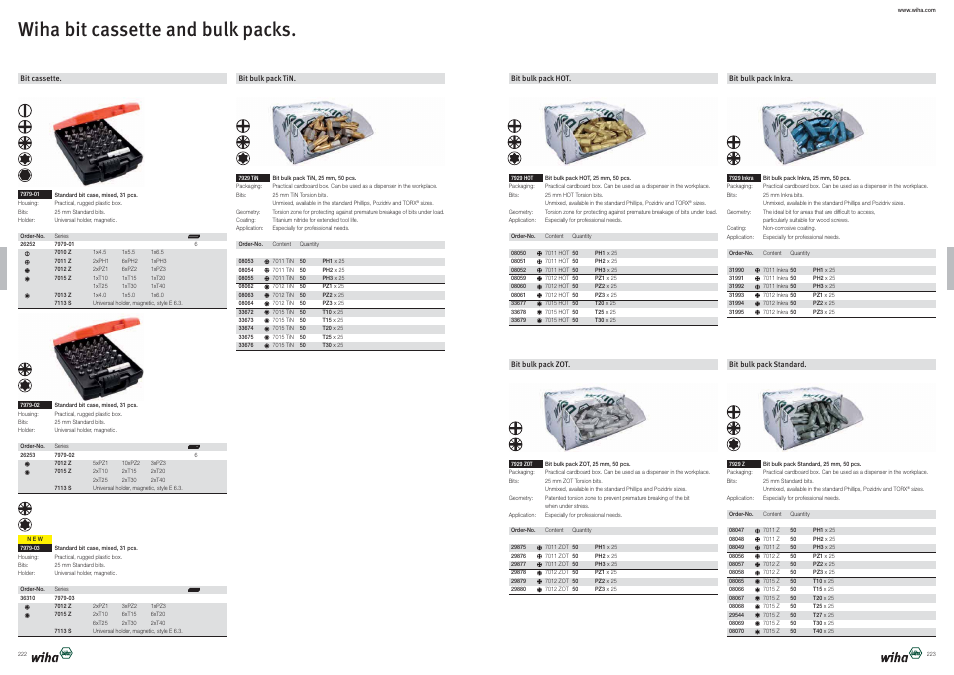 Wiha bit cassette and bulk packs | Wiha Tools Bits User Manual | Page 33 / 36