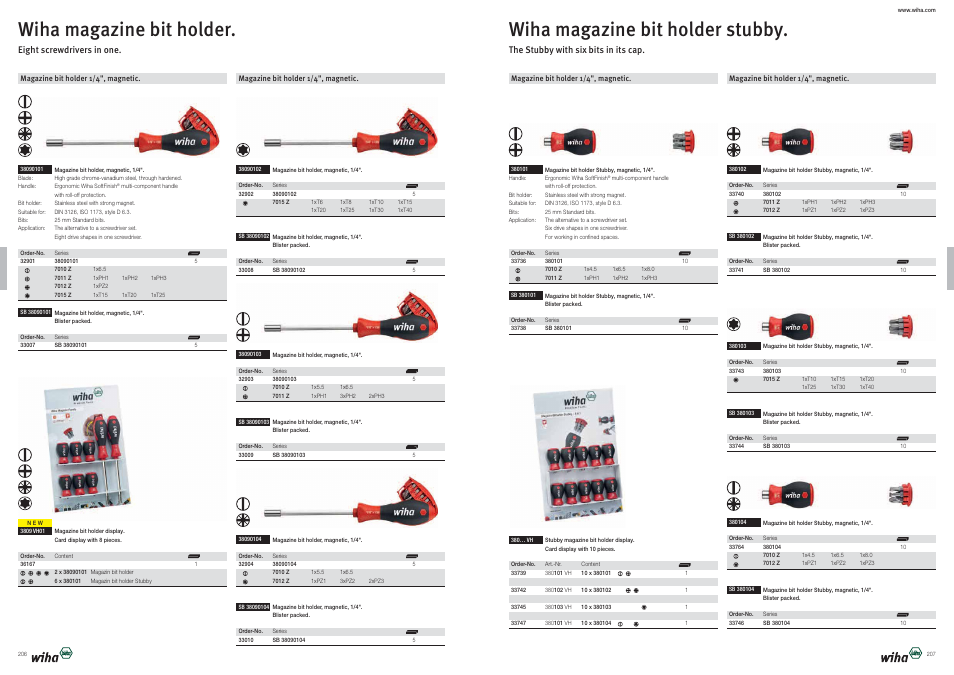 Wiha magazine bit holder, Wiha magazine bit holder stubby | Wiha Tools Product Catalogue 2012-2014 User Manual | Page 104 / 177