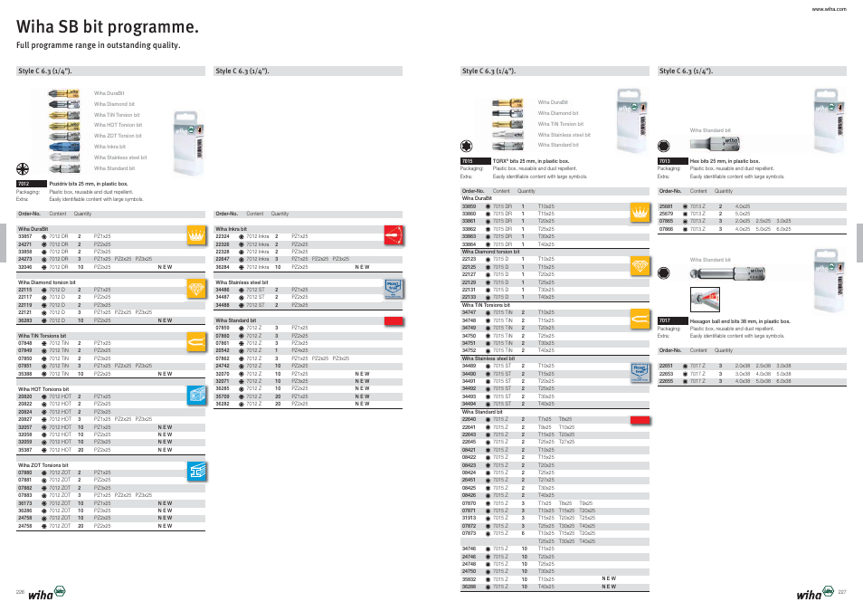 Wiha sb bit programme | Wiha Tools Product Catalogue 2012-2014 User Manual | Page 114 / 177