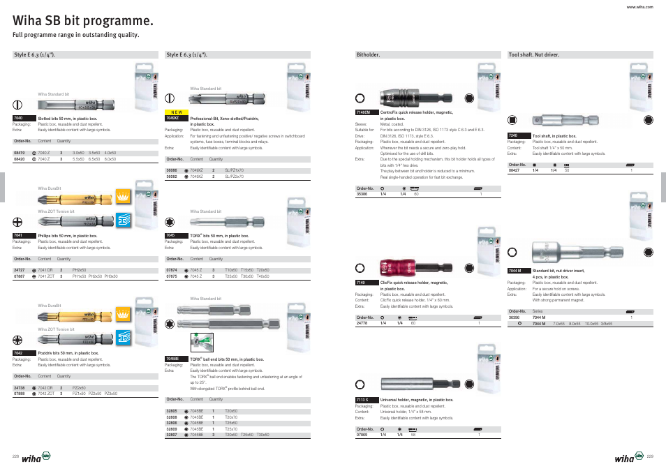 Wiha sb bit programme | Wiha Tools Product Catalogue 2012-2014 User Manual | Page 115 / 177