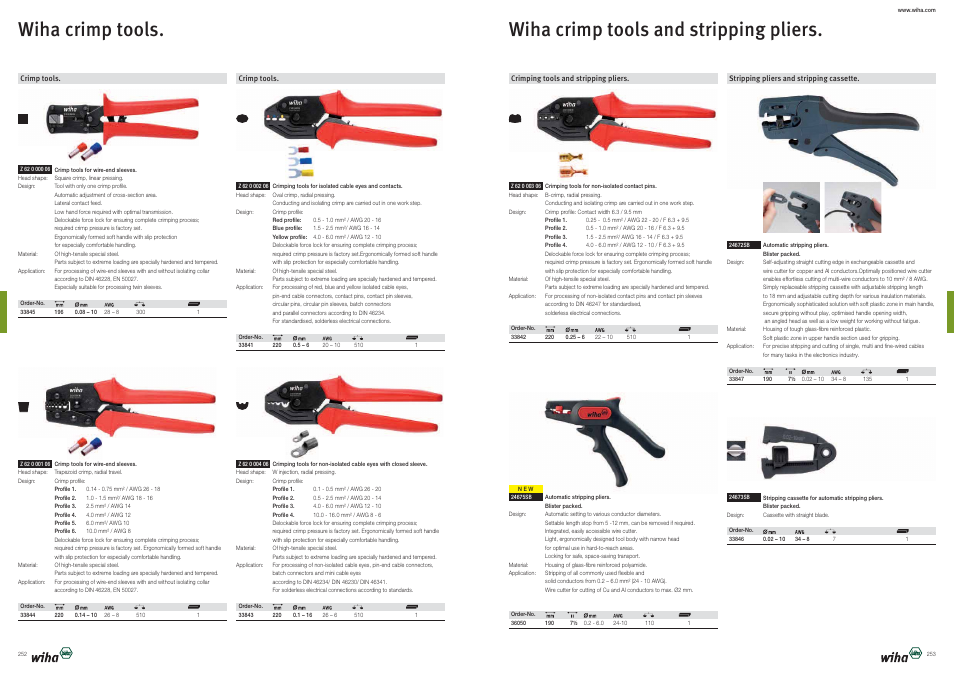 Wiha crimp tools and stripping pliers, Wiha crimp tools | Wiha Tools Product Catalogue 2012-2014 User Manual | Page 127 / 177