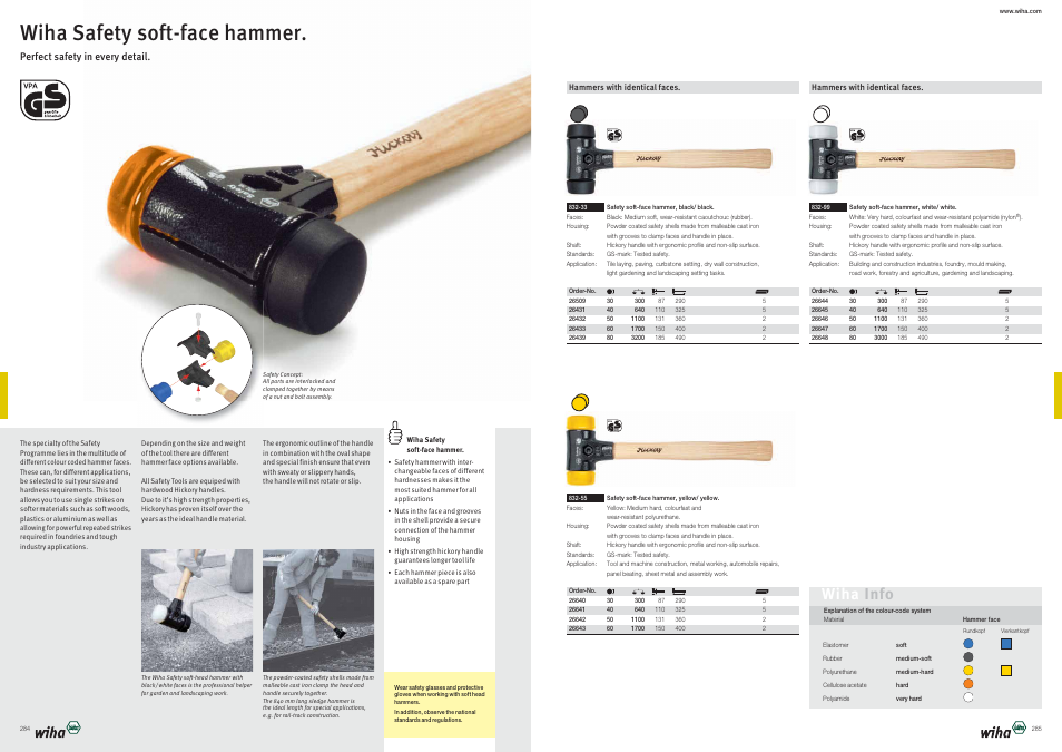 Wiha safety soft-face hammer, Wiha info | Wiha Tools Product Catalogue 2012-2014 User Manual | Page 143 / 177