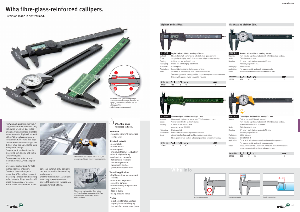 Wiha fibre-glass-reinforced callipers, Wiha info | Wiha Tools Product Catalogue 2012-2014 User Manual | Page 149 / 177