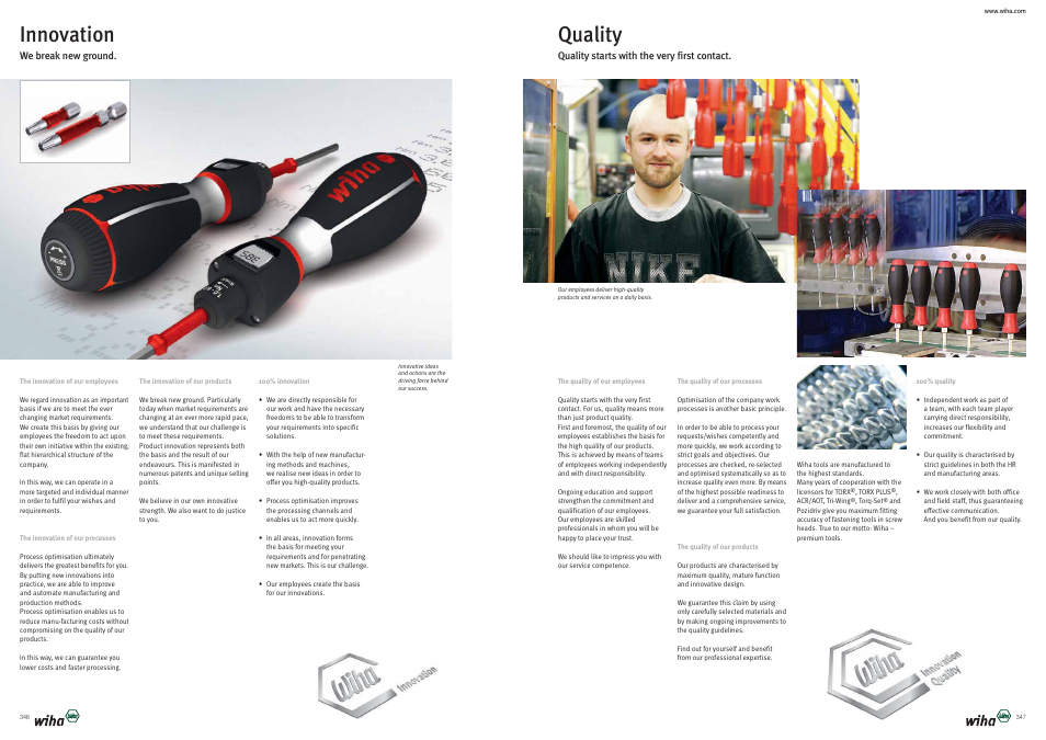 Innovation, Quality | Wiha Tools Product Catalogue 2012-2014 User Manual | Page 174 / 177