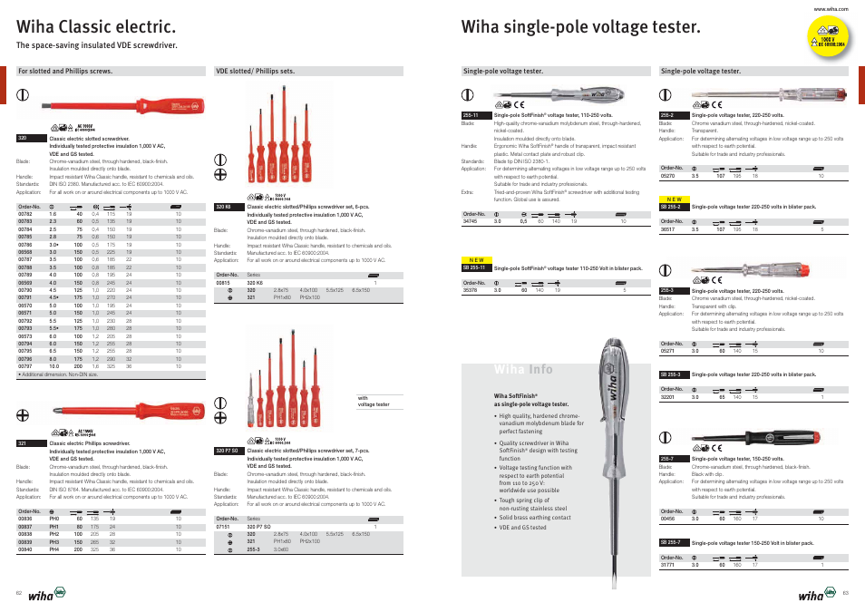 Wiha single-pole voltage tester, Wiha classic electric, Wiha info | Wiha Tools Product Catalogue 2012-2014 User Manual | Page 32 / 177