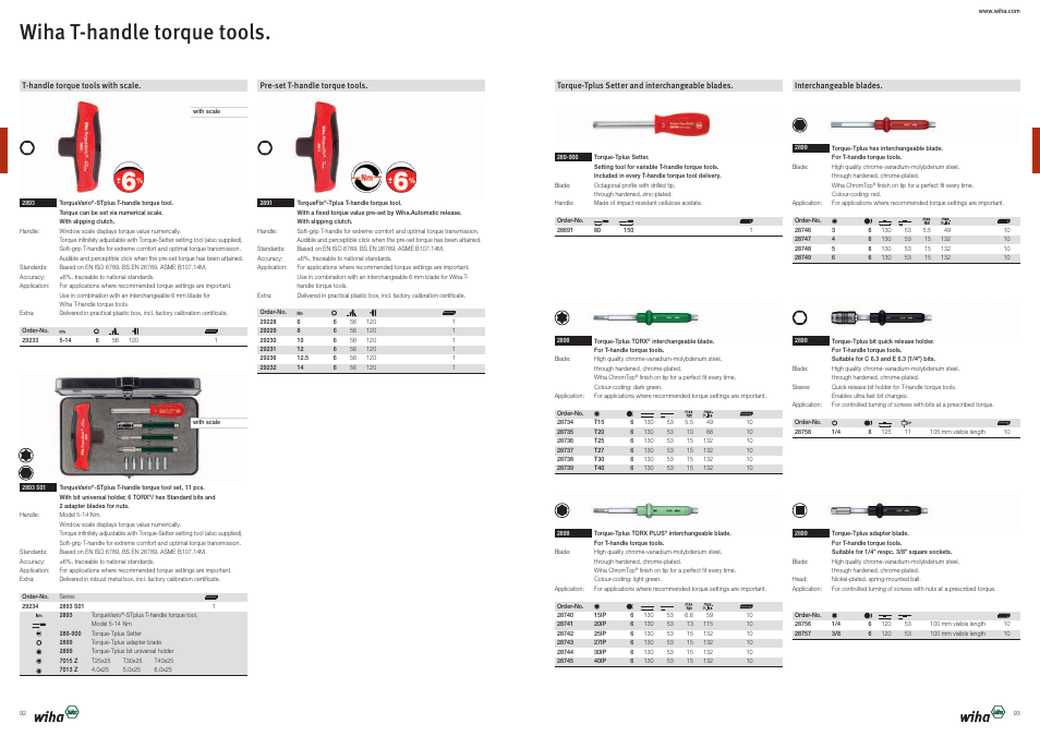 Wiha t-handle torque tools | Wiha Tools Product Catalogue 2012-2014 User Manual | Page 47 / 177