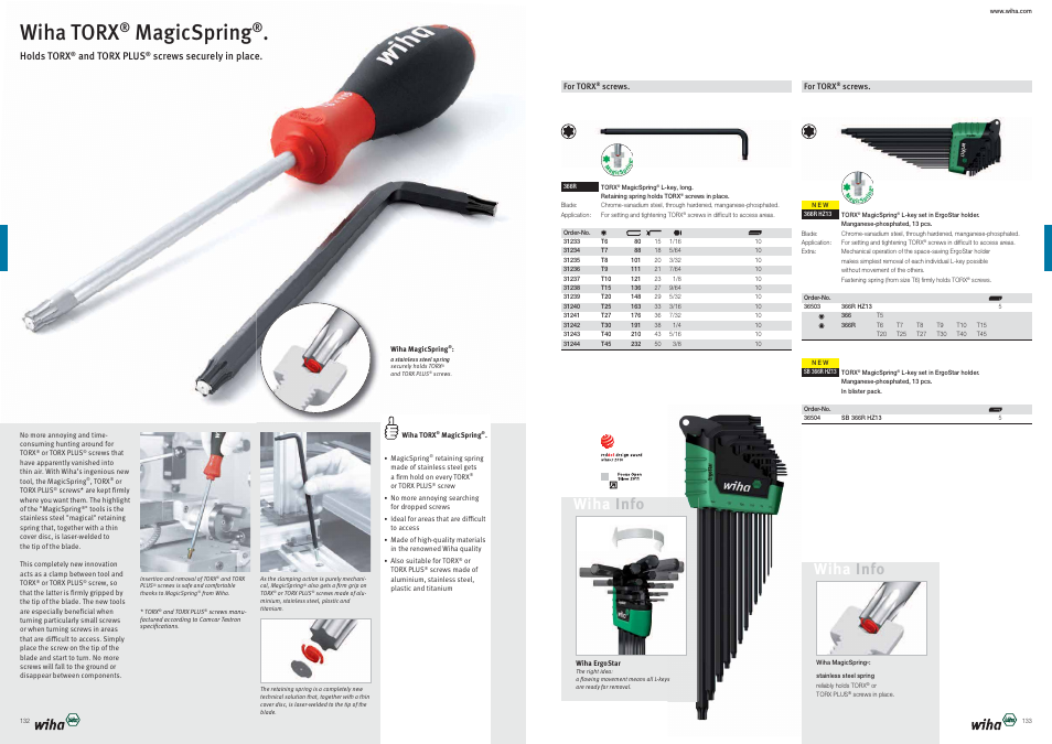 Wiha torx, Magicspring, Wiha info | Wiha Tools Product Catalogue 2012-2014 User Manual | Page 67 / 177