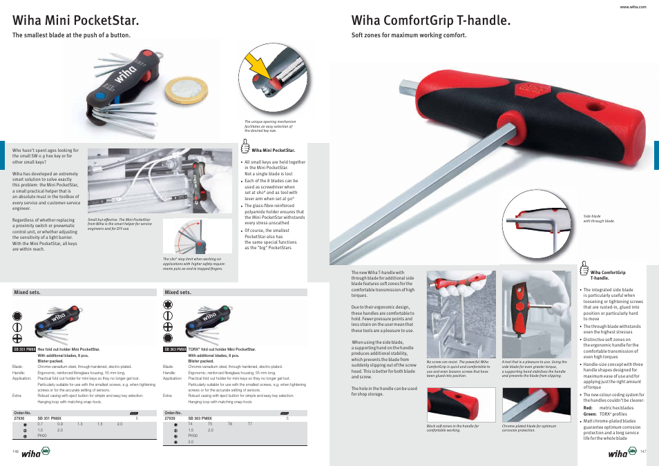 Wiha comfortgrip t-handle, Wiha mini pocketstar | Wiha Tools Product Catalogue 2012-2014 User Manual | Page 74 / 177