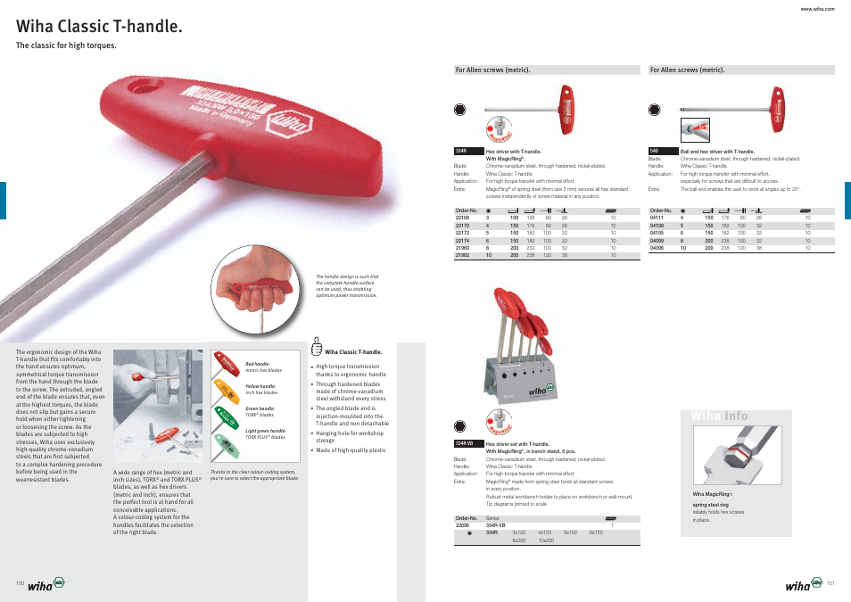 Wiha classic t-handle, Wiha info | Wiha Tools Product Catalogue 2012-2014 User Manual | Page 76 / 177