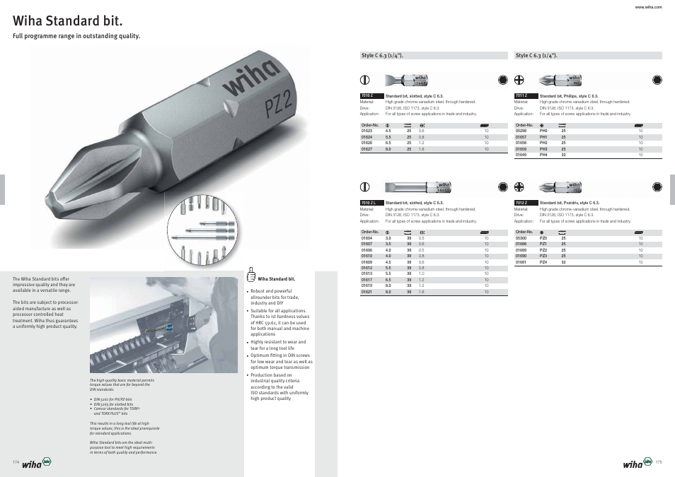 Wiha standard bit | Wiha Tools Product Catalogue 2012-2014 User Manual | Page 88 / 177