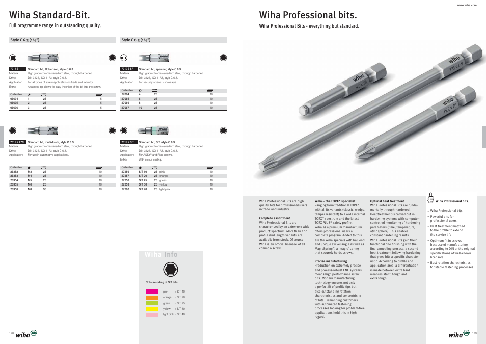 Wiha professional bits, Wiha standard-bit, Wiha info | Wiha Tools Product Catalogue 2012-2014 User Manual | Page 90 / 177