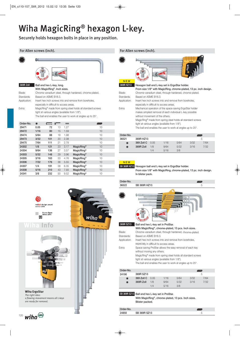 Wiha magicring, Hexagon l-key, Wiha info | For allen screws (inch) | Wiha Tools L-Keys User Manual | Page 11 / 48