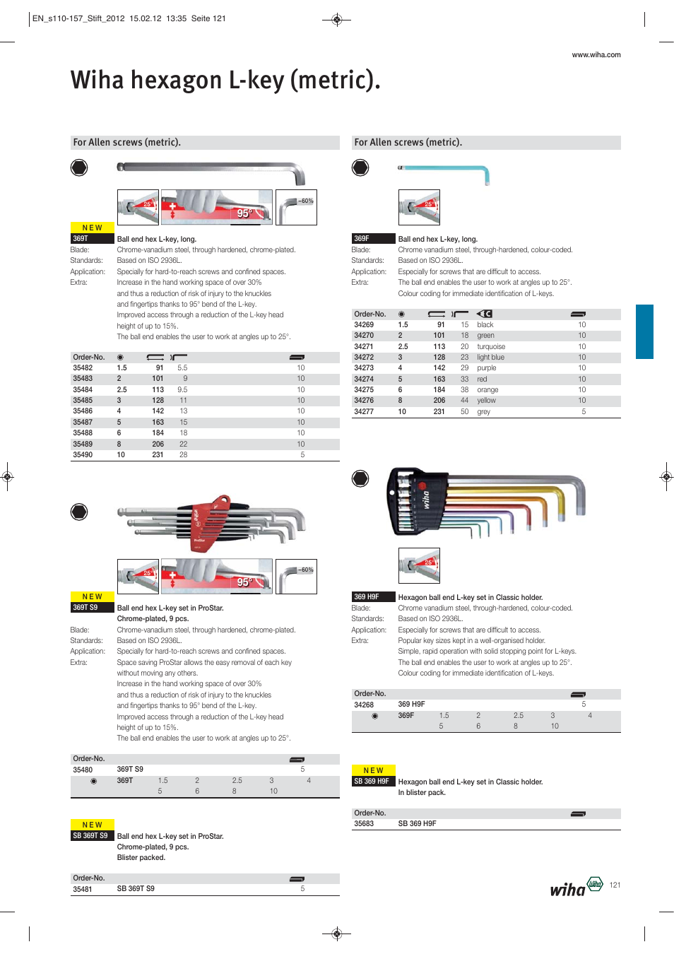 Wiha hexagon l-key (metric), For allen screws (metric) | Wiha Tools L-Keys User Manual | Page 12 / 48