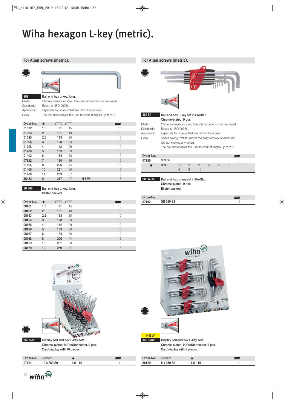 Wiha hexagon l-key (metric), For allen screws (metric) | Wiha Tools L-Keys User Manual | Page 13 / 48