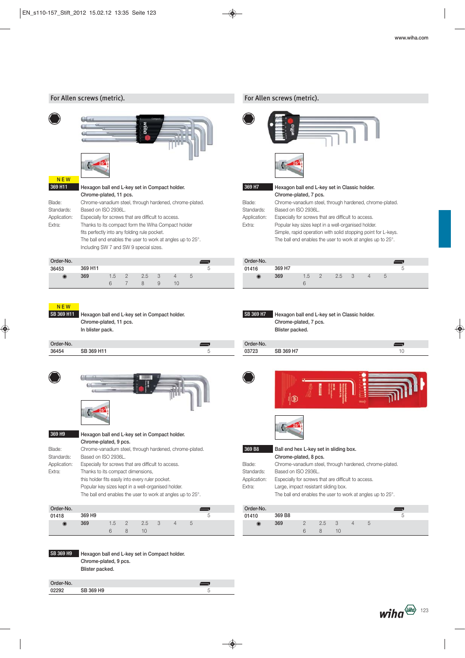 For allen screws (metric) | Wiha Tools L-Keys User Manual | Page 14 / 48