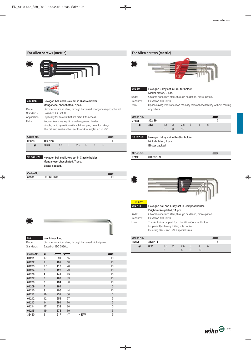 For allen screws (metric) | Wiha Tools L-Keys User Manual | Page 16 / 48