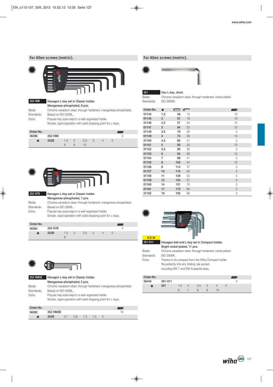 For allen screws (metric) | Wiha Tools L-Keys User Manual | Page 18 / 48