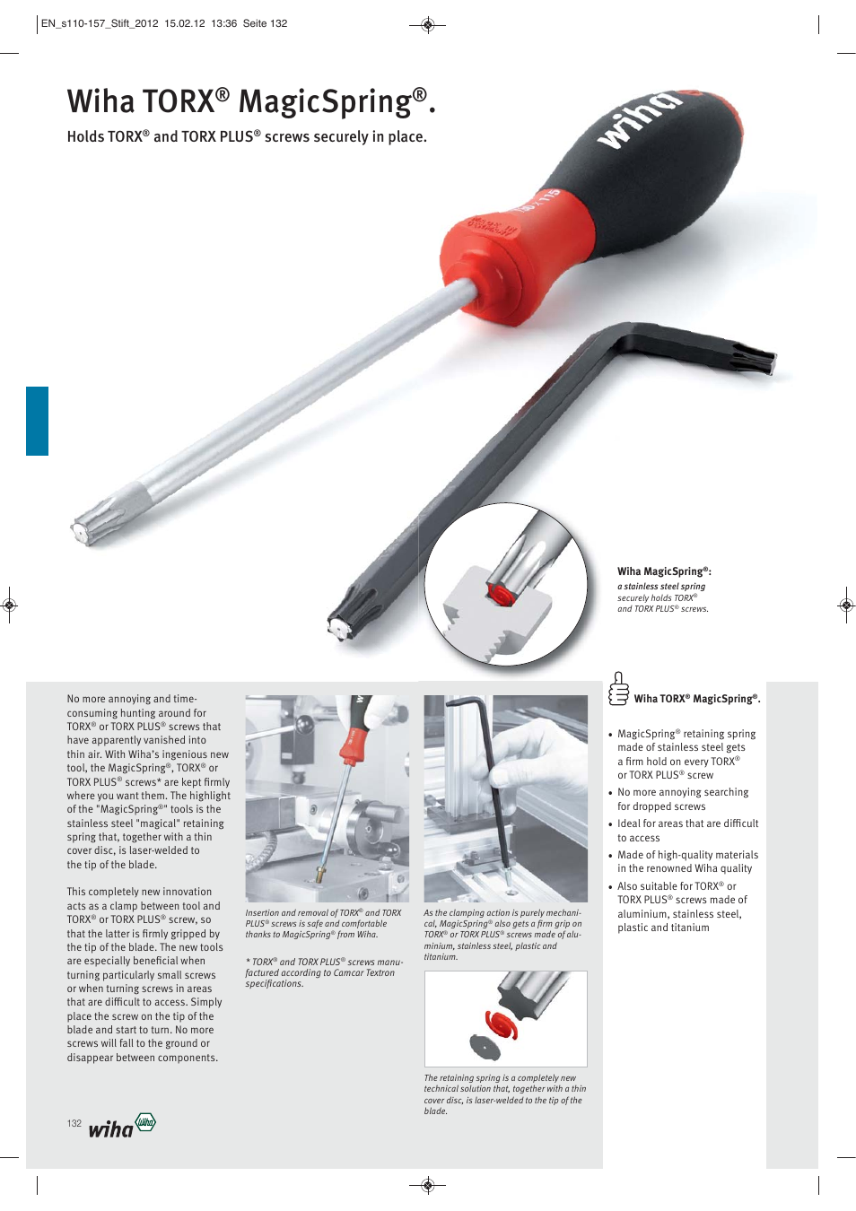 Wiha torx, Magicspring, Holds torx | And torx plus, Screws securely in place | Wiha Tools L-Keys User Manual | Page 23 / 48