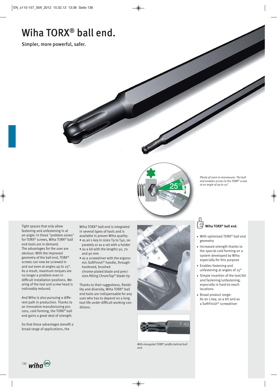 Wiha torx, Ball end, Simpler, more powerful, safer | Wiha Tools L-Keys User Manual | Page 27 / 48