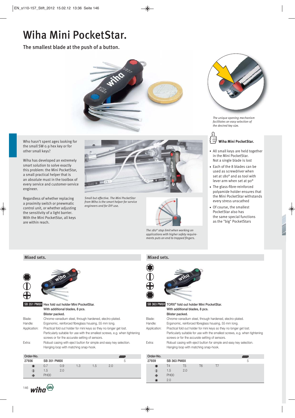 Wiha mini pocketstar, The smallest blade at the push of a button | Wiha Tools L-Keys User Manual | Page 37 / 48