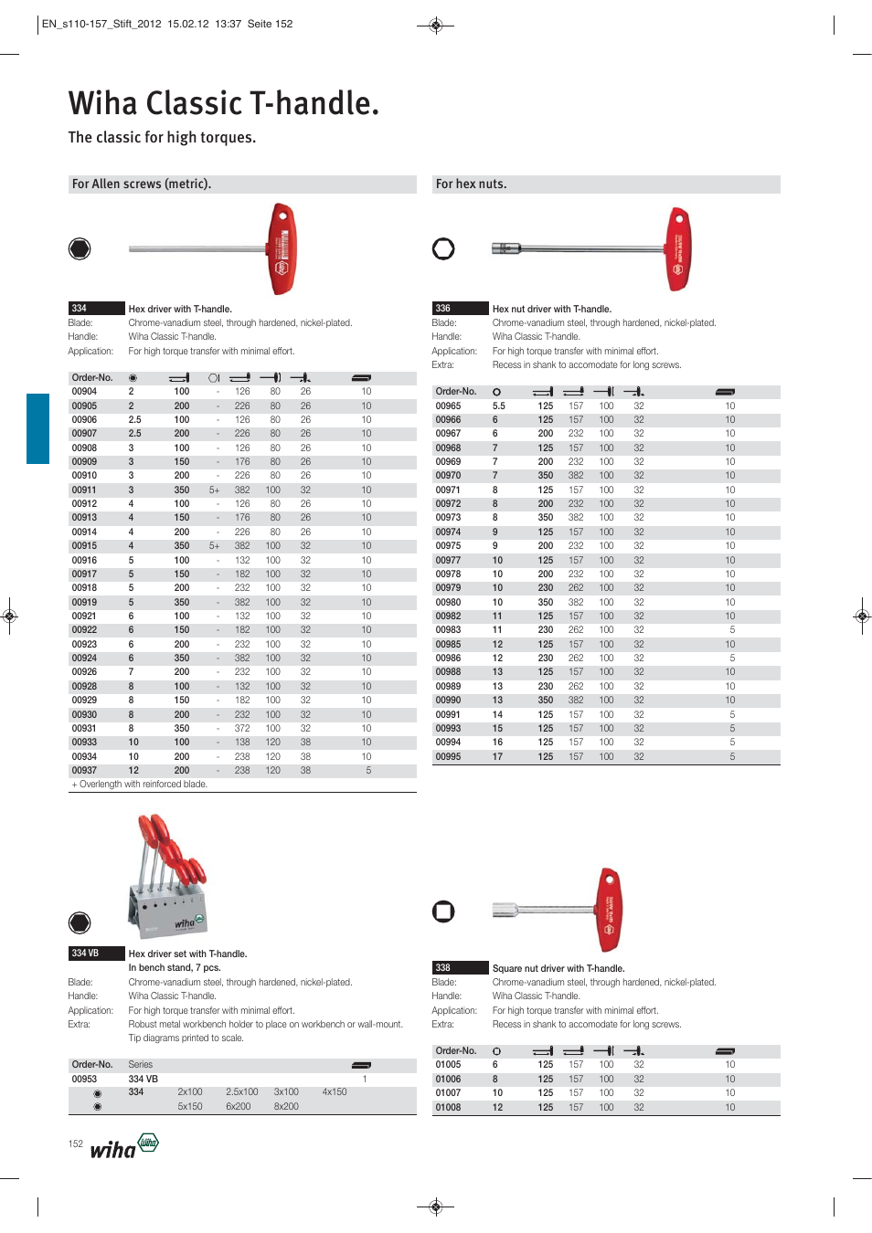 Wiha classic t-handle, The classic for high torques, For allen screws (metric) | For hex nuts | Wiha Tools L-Keys User Manual | Page 43 / 48