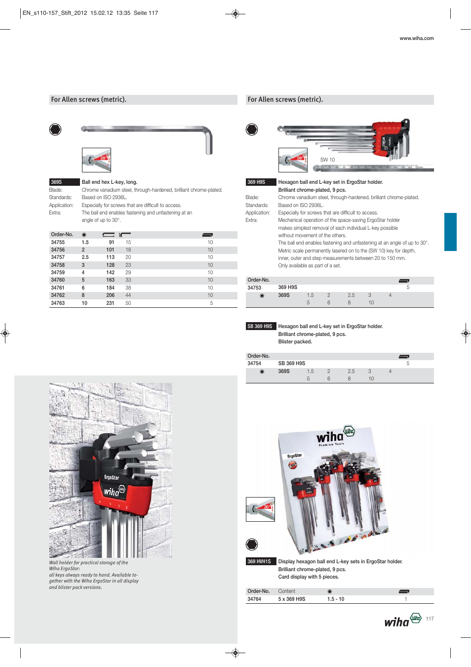 For allen screws (metric) | Wiha Tools L-Keys User Manual | Page 8 / 48