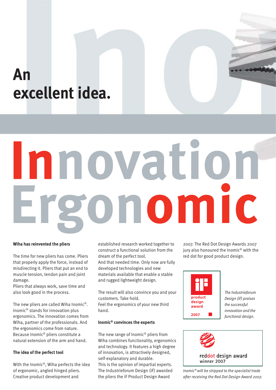 An excellent idea | Wiha Tools Inomic brochure User Manual | Page 2 / 12