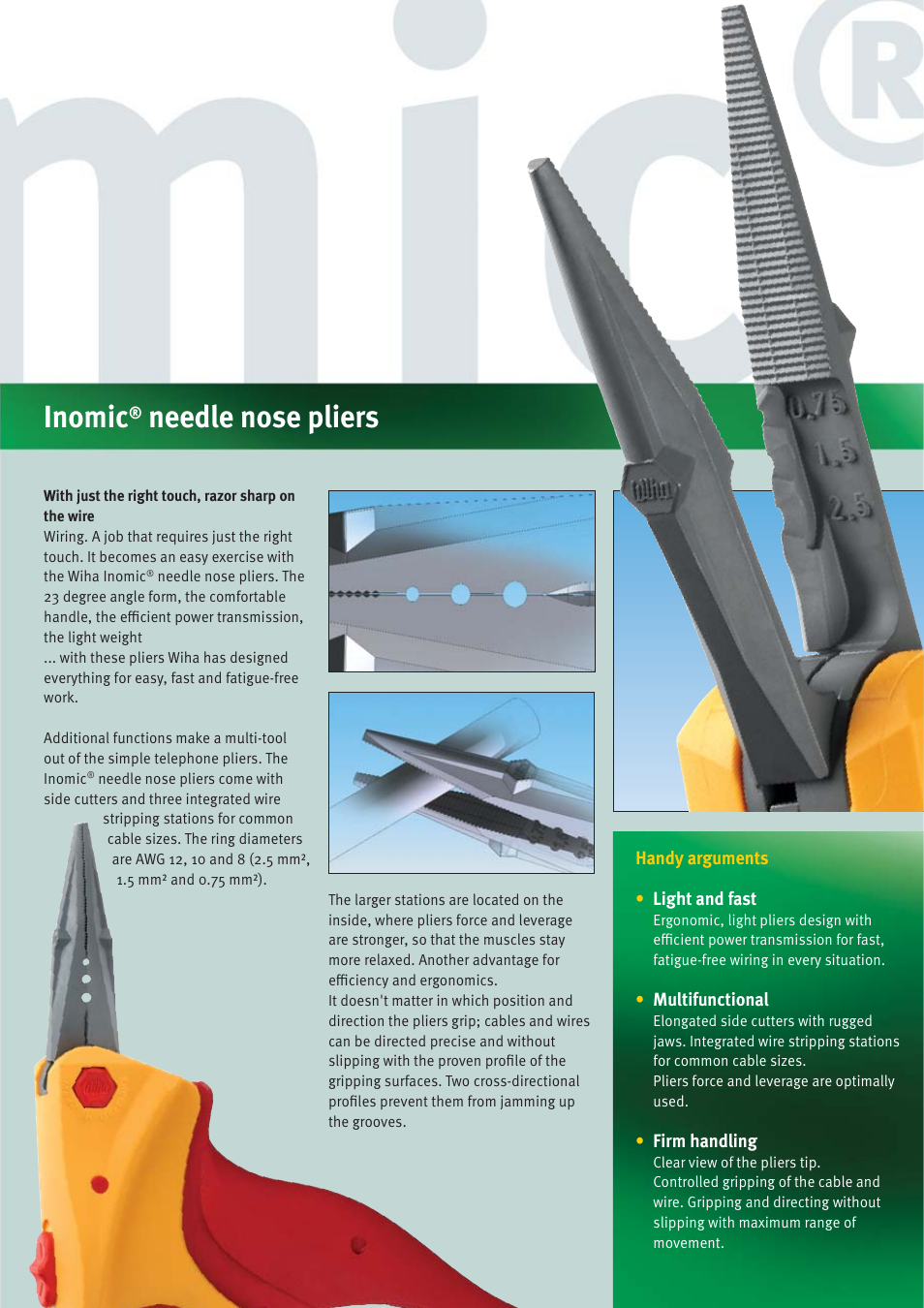 Inomic, Needle nose pliers | Wiha Tools Inomic brochure User Manual | Page 7 / 12