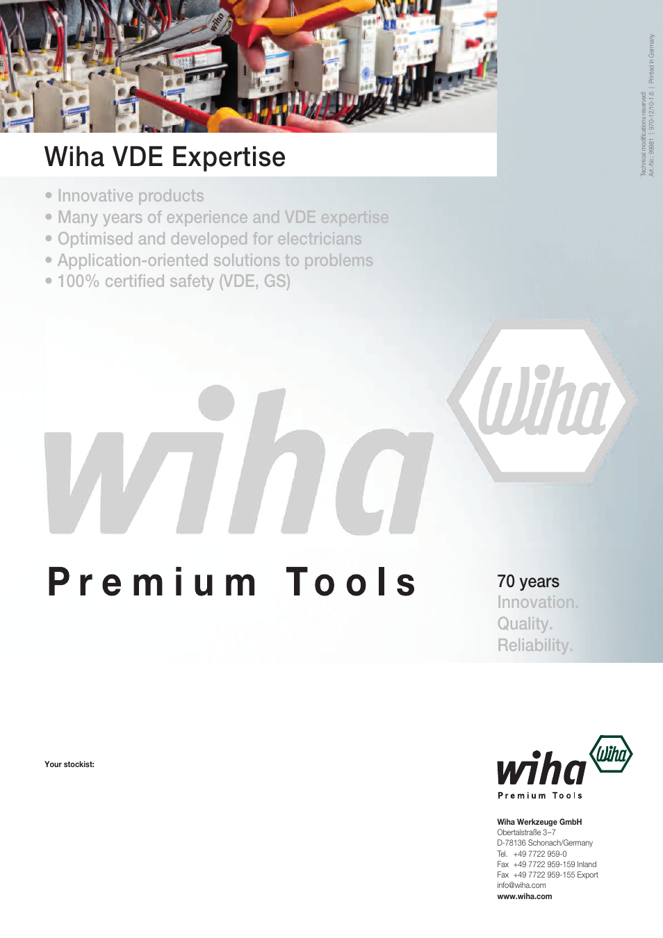 Wiha vde expertise, 70 years innovation. quality. reliability | Wiha Tools Slim-Family User Manual | Page 4 / 4
