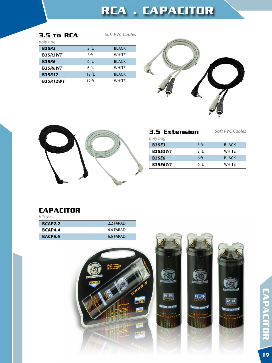 Rca . capacitor, Capacitor | Xscorpion BULLZAUDIO Catalog User Manual | Page 19 / 20