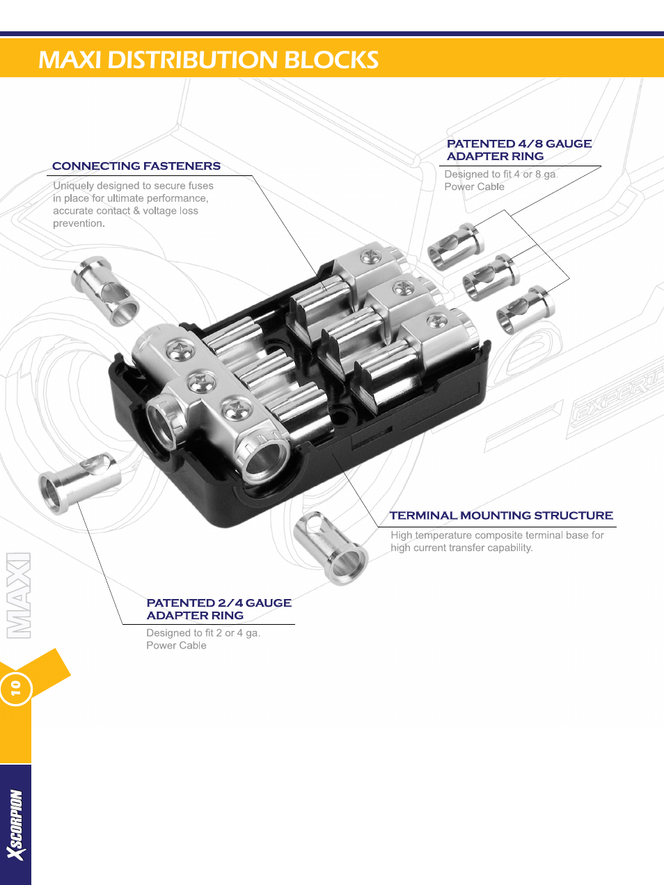 Maxi distribution blocks | Xscorpion Accessory Catalog User Manual | Page 10 / 68