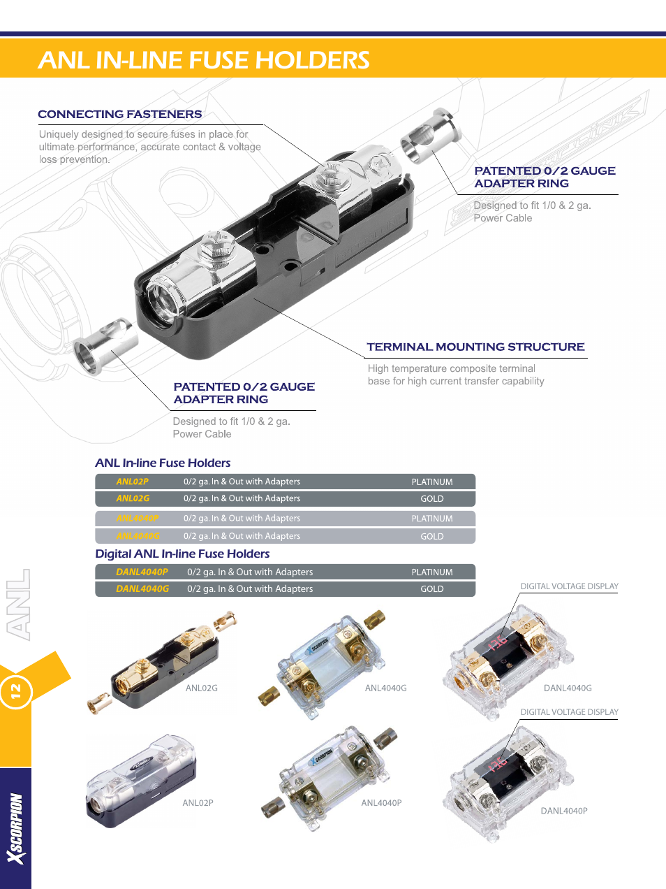 Anl in-line fuse holders | Xscorpion Accessory Catalog User Manual | Page 12 / 68