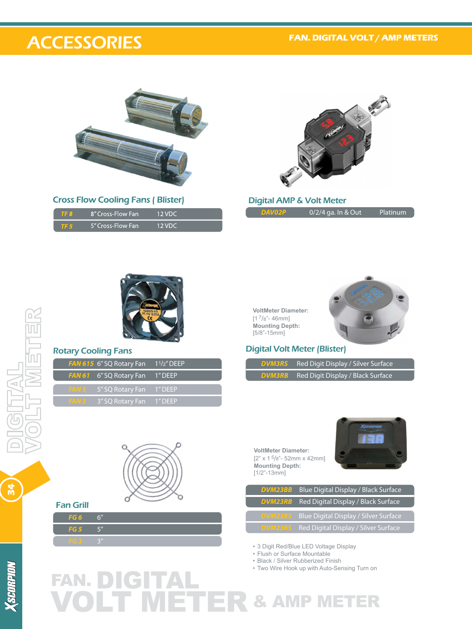 Volt meter, Digital, Accessories | Amp meter | Xscorpion Accessory Catalog User Manual | Page 34 / 68