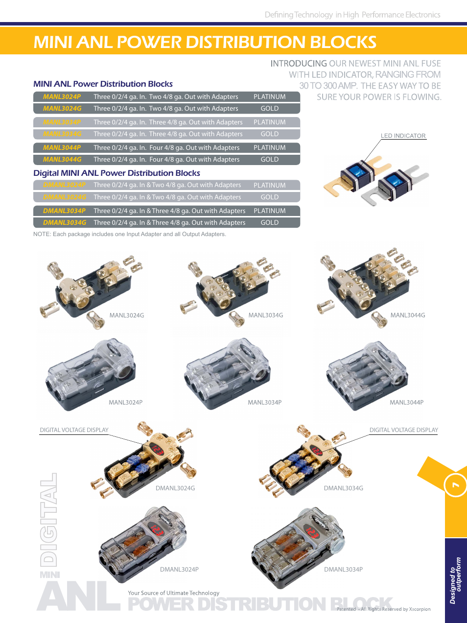 Mini anl power distribution blocks, Mini anl in-line fuse holders | Xscorpion Accessory Catalog User Manual | Page 7 / 68