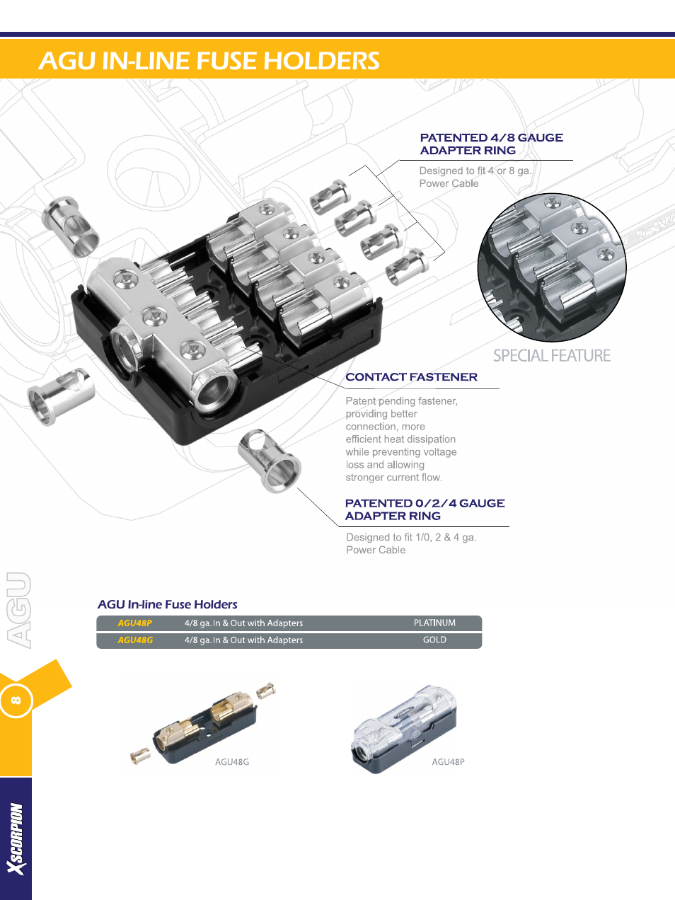 Agu in-line fuse holders | Xscorpion Accessory Catalog User Manual | Page 8 / 68