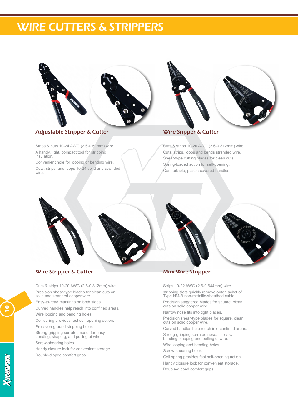 Wire cutters & strippers | Xscorpion Tools Catalog User Manual | Page 10 / 24