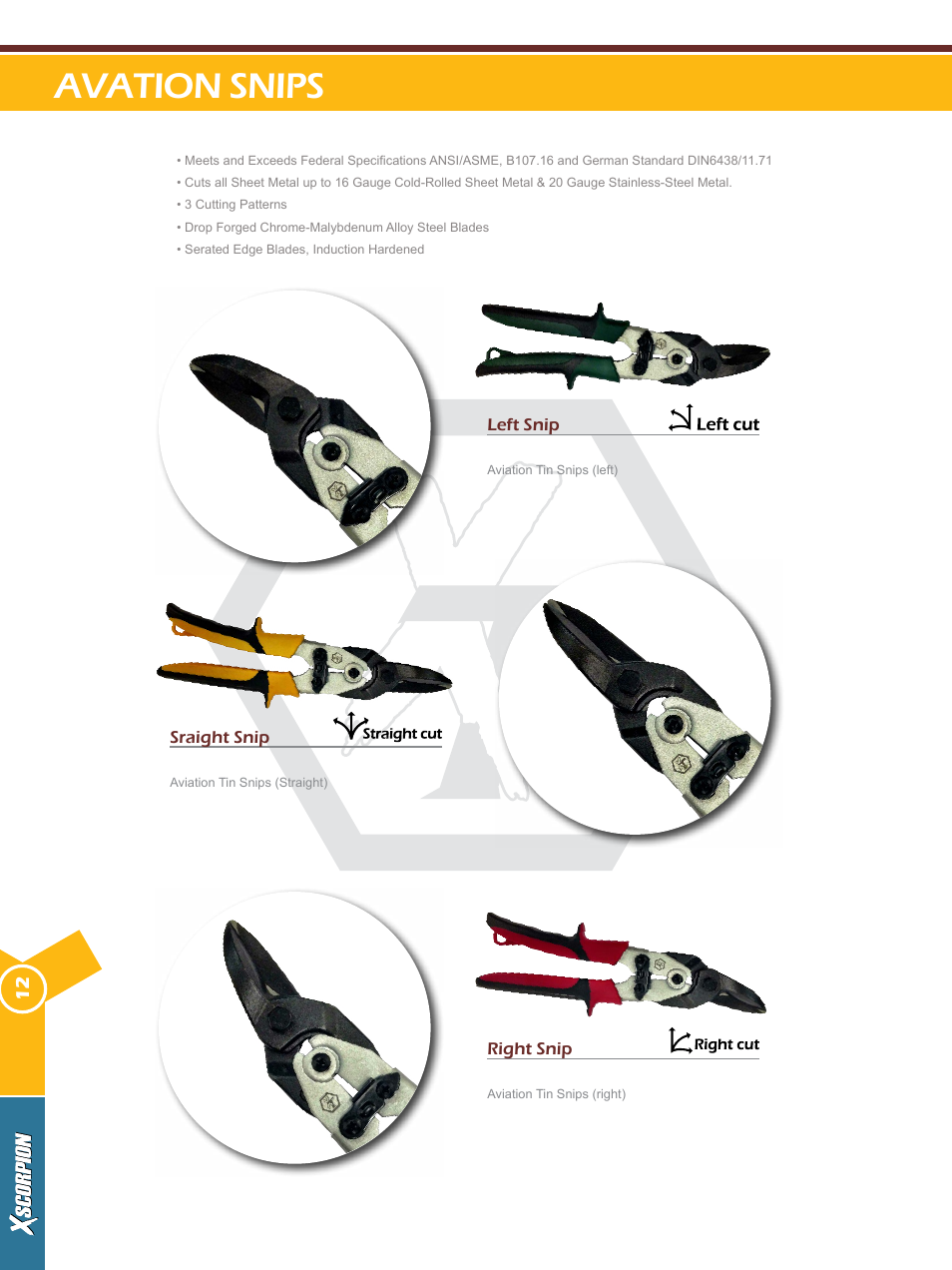 Avation snips | Xscorpion Tools Catalog User Manual | Page 12 / 24