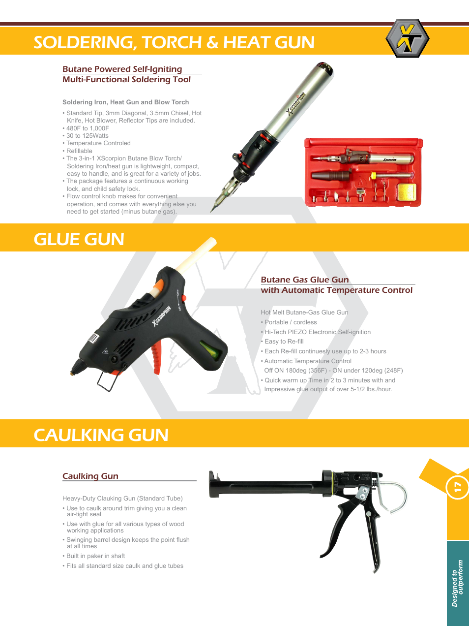 Soldering, torch & heat gun glue gun caulking gun | Xscorpion Tools Catalog User Manual | Page 17 / 24