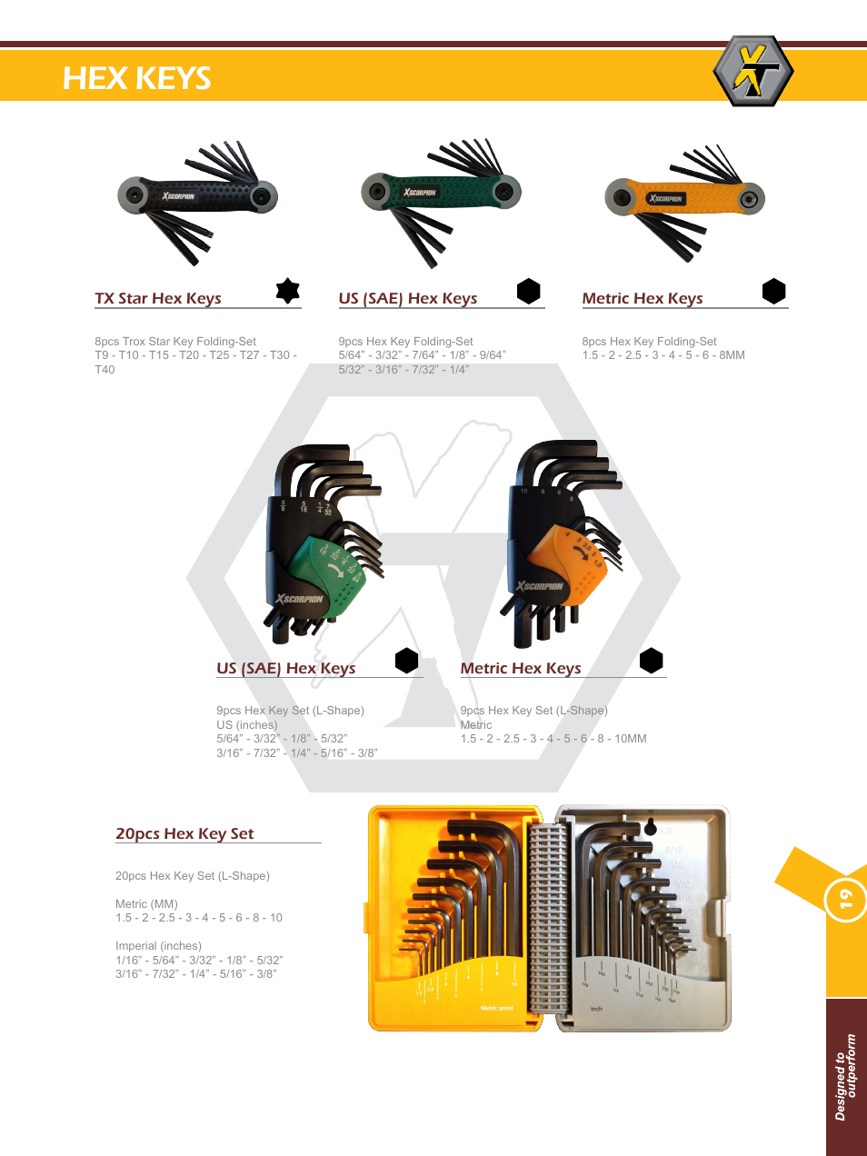 Hex keys | Xscorpion Tools Catalog User Manual | Page 19 / 24