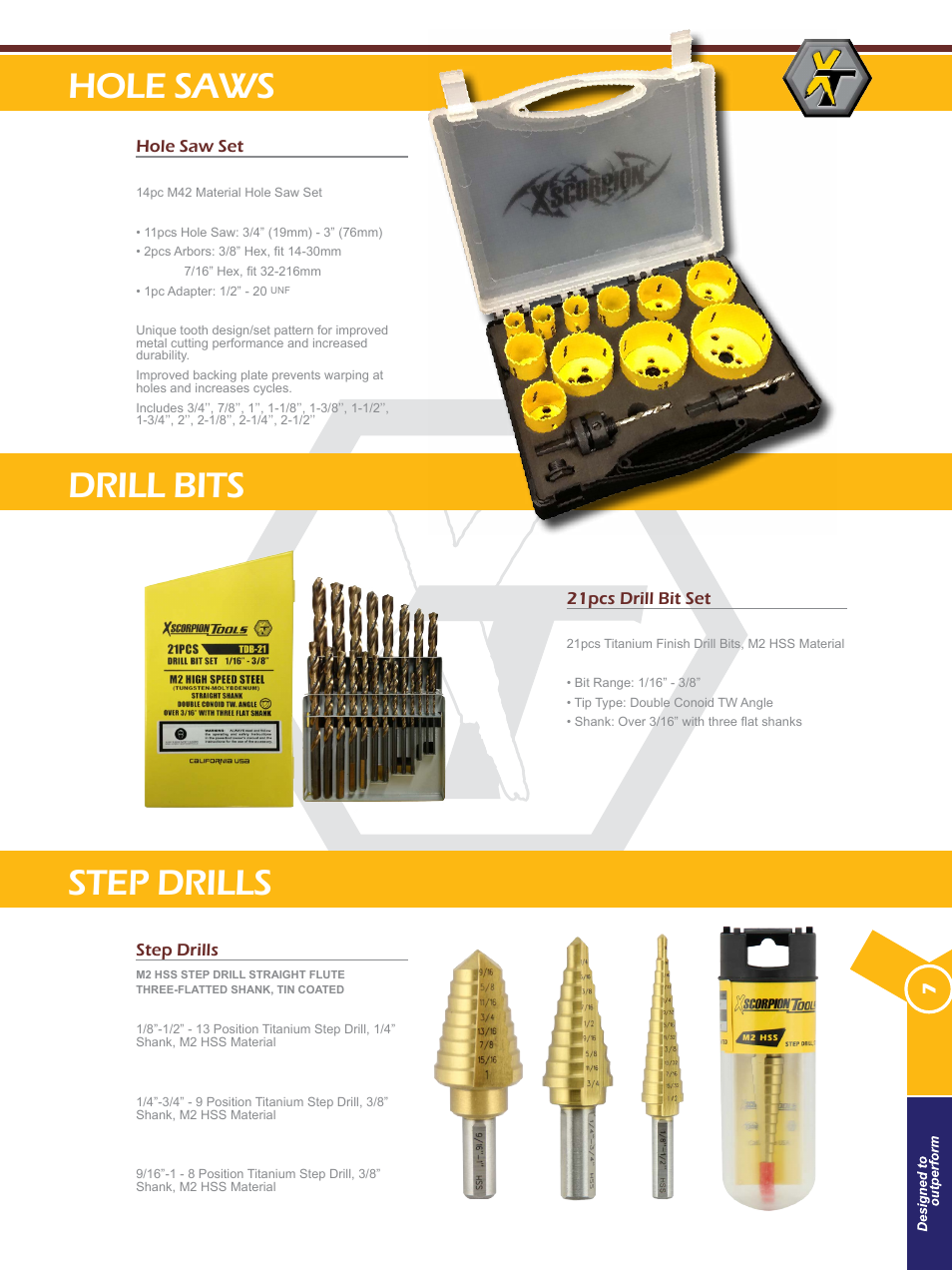 Hole saws drill bits step drills | Xscorpion Tools Catalog User Manual | Page 7 / 24