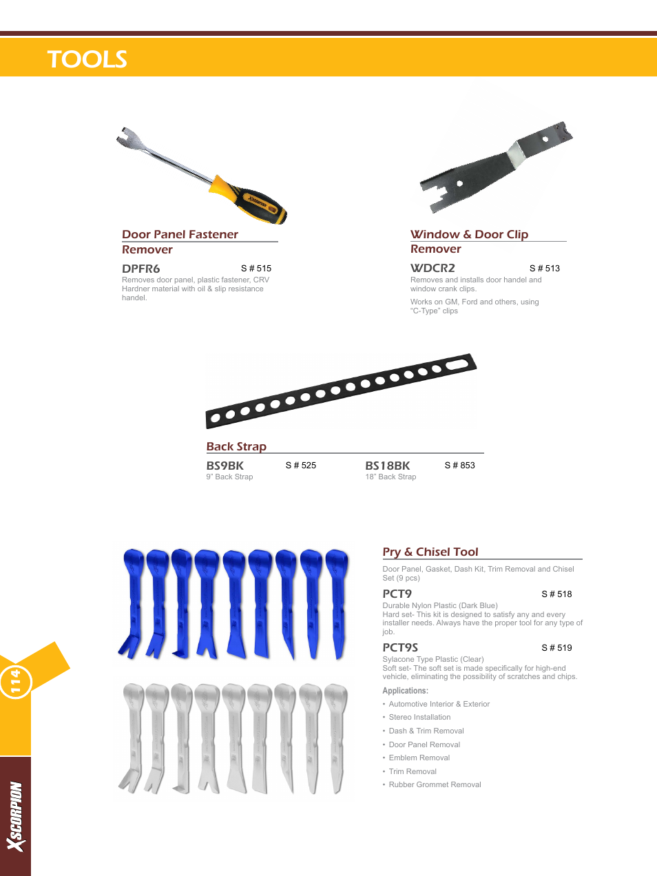 Tools | Xscorpion Dash kit, Harness and Antenna Catalog User Manual | Page 114 / 116