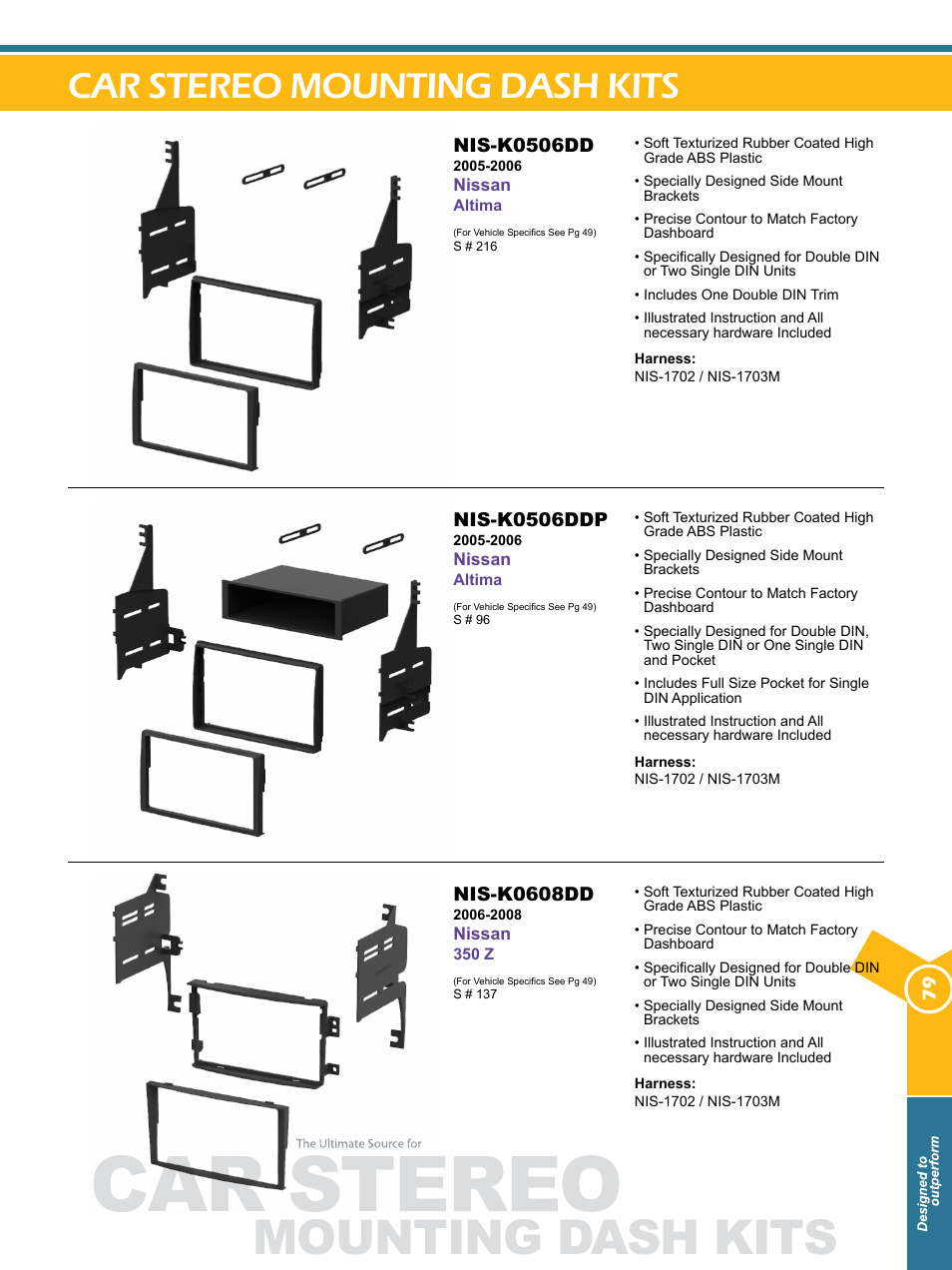 Car stereo, Mounting dash kits, Car stereo mounting dash kits | Xscorpion Dash kit, Harness and Antenna Catalog User Manual | Page 79 / 116